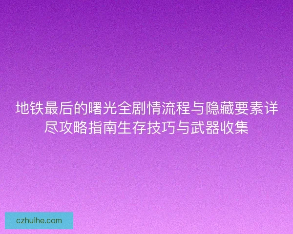 地铁最后的曙光全剧情流程与隐藏要素详尽攻略指南生存技巧与武器收集